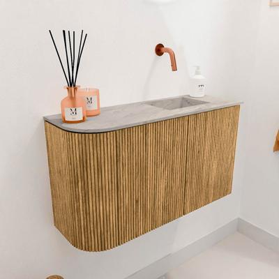 Toiletmeubel Mondiaz Joya Dlux | 71.6 cm | Meubelkleur Oak | Faye wastafel Glace Wasbak Rechts | Zonder kraangat(en)