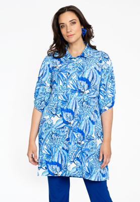 Yoek Blouse met pofmouwen | Blauw | Maat 42/44