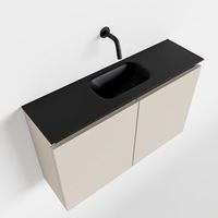 Toiletmeubel Mondiaz Ture | 80 cm | Meubelkleur Linen | Eden wastafel Urban Midden | Zonder kraangat