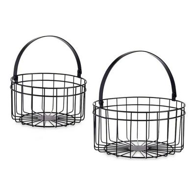 Mand Zwart Metaal 25 x 27 x 25 cm (2 pcs)
