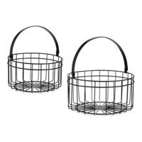 Mand Zwart Metaal 25 x 27 x 25 cm (2 pcs) - thumbnail