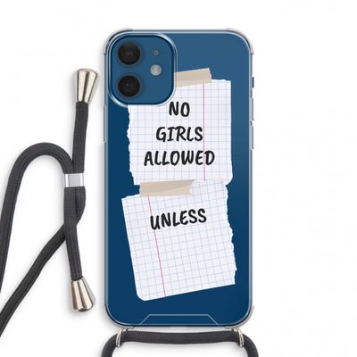 No Girls Allowed Unless: iPhone 12 mini Transparant Hoesje met koord