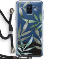 Tropical watercolor leaves: Samsung Galaxy A6 (2018) Transparant Hoesje met koord