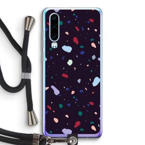 Dark Rounded Terrazzo: Huawei P30 Transparant Hoesje met koord