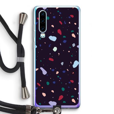 Dark Rounded Terrazzo: Huawei P30 Transparant Hoesje met koord