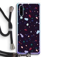 Dark Rounded Terrazzo: Huawei P30 Transparant Hoesje met koord Dark Rounded Terrazzo: Huawei P30 Transparant Hoesje met koord