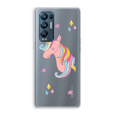 Roze eenhoorn: Oppo Find X3 Neo Transparant Hoesje