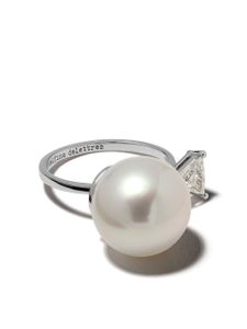 Delfina Delettrez bague Pearl & Triangle en or 18ct - Argent