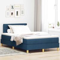 Boxspring bed met matras met hoofdeinde Blauw 120 x 200 cm Stof