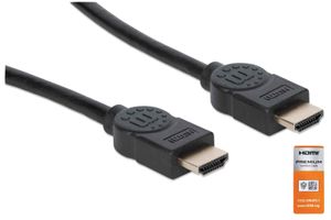 Manhattan 354837 HDMI-kabel HDMI Aansluitkabel HDMI-A-stekker, HDMI-A-stekker 1.00 m Zwart Audio Return Channel (ARC), Vergulde steekcontacten