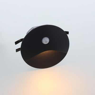 Vince LED IP65 wand-trapverlichting 3Watt ZWART rond PIR sensor Vince LED IP65 wand-trapverlichting 3Watt ZWART rond PIR sensor