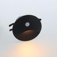 Vince LED IP65 wand-trapverlichting 3Watt ZWART rond PIR sensor