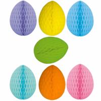 Hangende gekleurde paaseieren - 7x stuks - van papier 10 cm - Paas/pasen thema