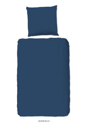 Good Morning Dekbedovertrek "uni dessin" - Blauw - (135x200 cm) - Katoen