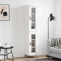 Hoge kast 34,5x34x180 cm bewerkt hout wit