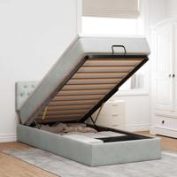 Ottoman bed met matras 80x200cm fluweel lichtgrijs