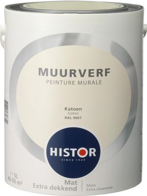 Histor Perfect Finish Muurverf Mat - Creme RAL 9001 - 5 liter Histor Perfect Finish Muurverf Mat - Creme RAL 9001 - 5 liter