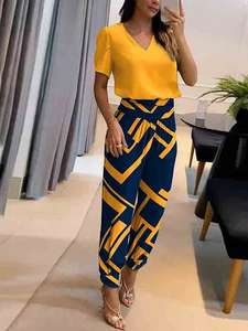 Casual Loose Geometric Two-Piece Set