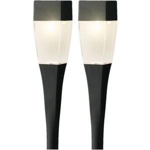 Set van 8x stuks solar tuinlamp/prikspot zwart op zonne-energie 26 cm