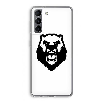 Angry Bear (white): Samsung Galaxy S21 Transparant Hoesje