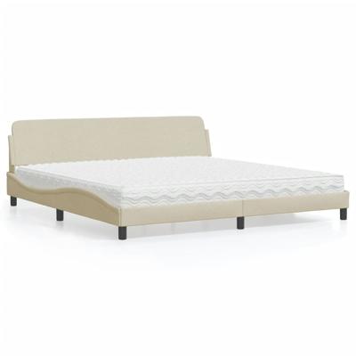 Bed met matras stof crèmekleurig 200x200 cm