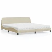Bed met matras stof crèmekleurig 200x200 cm