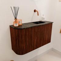 Toiletmeubel Mondiaz Joya Dlux | 71.6 cm | Meubelkleur Ruby | Faye wastafel Lava Wasbak Rechts | Zonder kraangat(en)