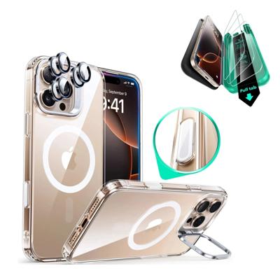 iPhone 16 Pro Max Classic Hybrid Magnetic Case Protection Bundle (Camera Control, Stash Stand) - Clear