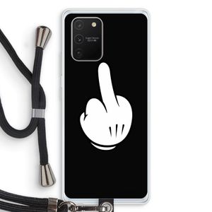Middle finger black: Samsung Galaxy S10 Lite Transparant Hoesje met koord