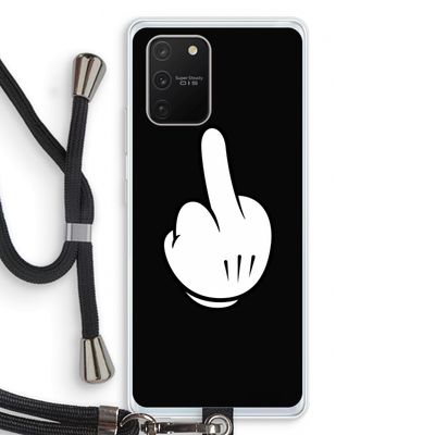 Middle finger black: Samsung Galaxy S10 Lite Transparant Hoesje met koord