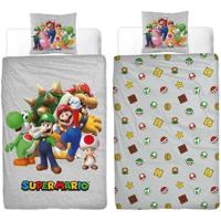 Omkeerbaar beddengoedset - MARIO BROS - Super Mario - Microvezel - 1 dekbedovertrek 140 x 200 cm + 1 kussensloop 63 x 63 cm