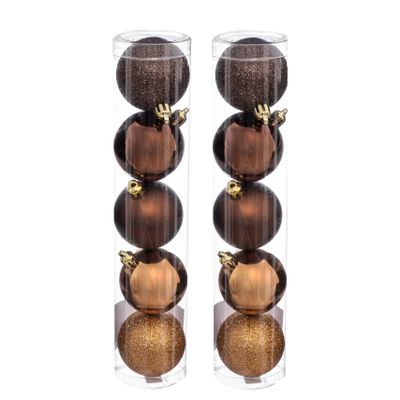 Kerstballen - 10x stuks - brons - 5 cm - kunststof