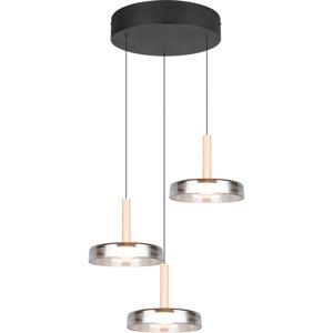 LED Hanglamp - Hangverlichting - Trion Lester - 22.5W - 3-lichts - Warm Wit 3000K - Dimbaar - Rond - Mat Zwart - Metaal