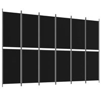 vidaXL Kamerscherm met 6 panelen 300x200 cm stof zwart - thumbnail