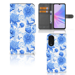 Hoesje voor OPPO A78 5G | A58 5G Flowers Blue