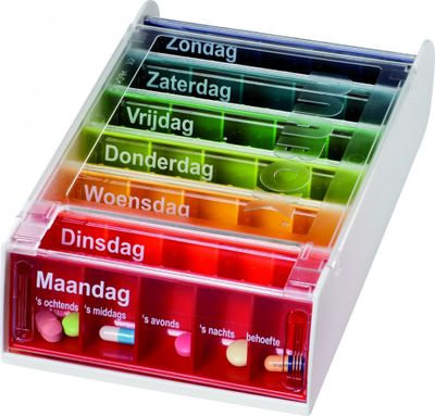 7 dagen pillendoos | Anabox | Medicijndoosje | 5-vakjes per dag | Afmetingen: 185 x 11,8 x 4,8 cm