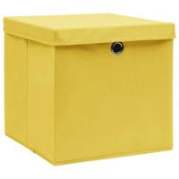 vidaXL Opbergboxen met deksel 10 st 28x28x28 cm geel - thumbnail