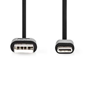 Nedis USB-Kabel | USB 2.0 | USB-A Male | USB-C Male | 60 W | 480 Mbps | Vernikkeld | 0.10 m | Rond | PVC | Zwart | Blister - CCGB60600BK01