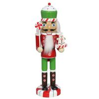 Notenkraker decoratie figuur/beeld - 7 x 6,5 x 25 cm - rood/groen - hout - kerstbeeld