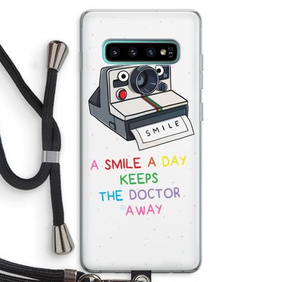 Smile: Samsung Galaxy S10 Plus Transparant Hoesje met koord