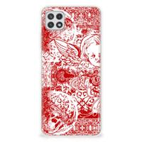 Silicone Back Case Samsung Galaxy A22 5G Angel Skull Rood