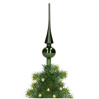 Glazen kerstboom piek/topper dennengroen glans 26 cm - kerstboompieken