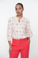 Geisha Blouse Embroidery 10 Off-white/coral