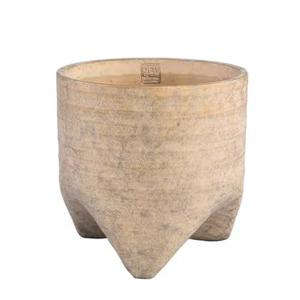 PTMD Kodi Light Brown cement pot on feet round big S