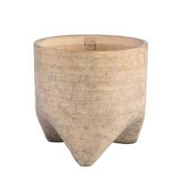 PTMD Kodi Light Brown cement pot on feet round big S