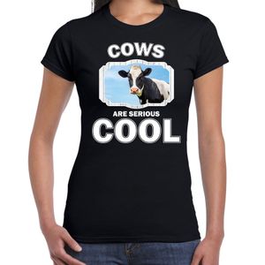 T-shirt cows are serious cool zwart dames - koeien/ koe shirt 2XL  -
