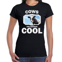 T-shirt cows are serious cool zwart dames - koeien/ koe shirt 2XL  - - thumbnail