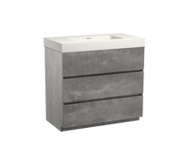 Storke Edge staand badmeubel 95 x 52 cm beton donkergrijs met Mata High enkele wastafel in mat witte solid surface - thumbnail