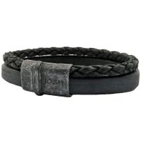 JOSH 09264-BRA-VB-BL Armband double leder zwart-vintage zwart 16 mm