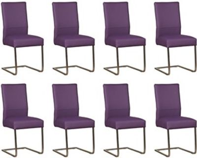 Set van 8 Paarse leren industriële eetkamerstoelen Remix - poot vierkant rvs - Toledo Leer Aubergine (paars leer)